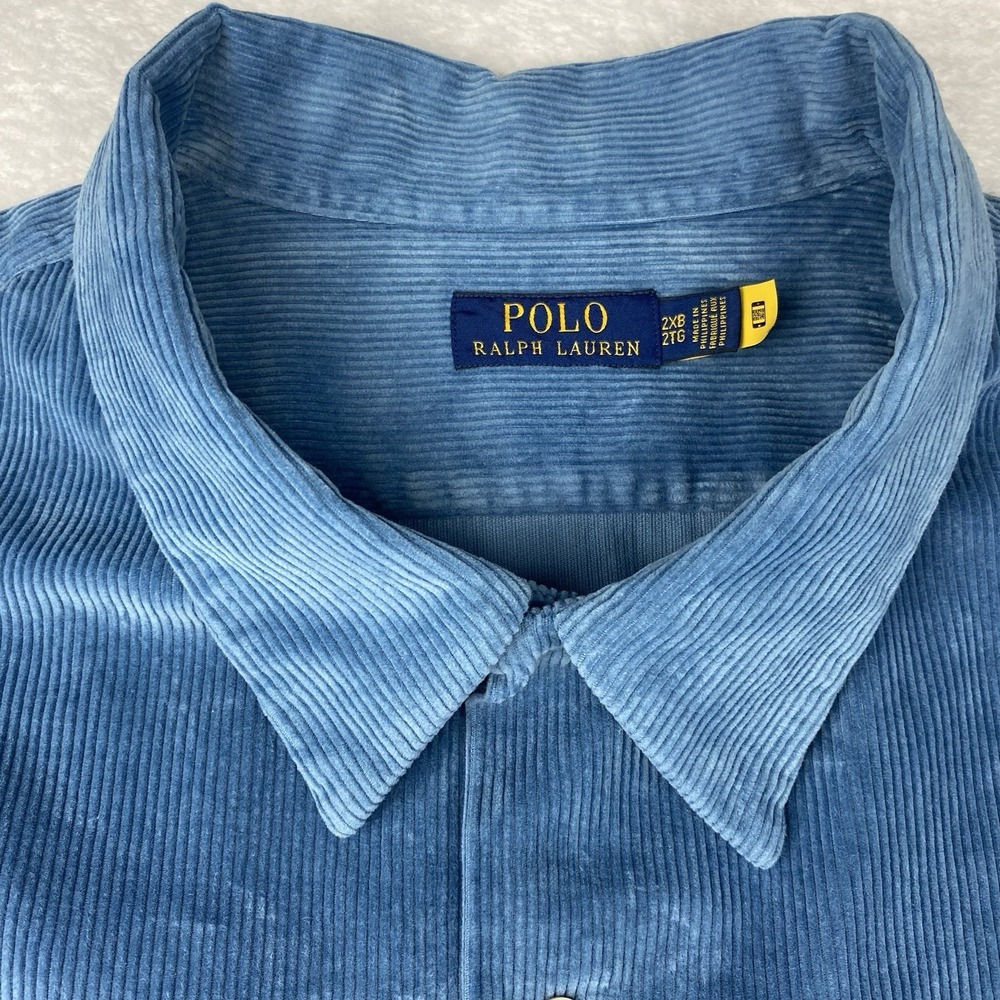 POLO Ralph Lauren Corduroy Camp Shirt Mens 2XB Channel Blue Classic Fit - Picture 4 of 10